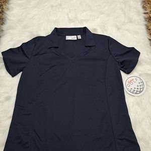 Guru Golf Women's Navy V-Neck Polo Shirt